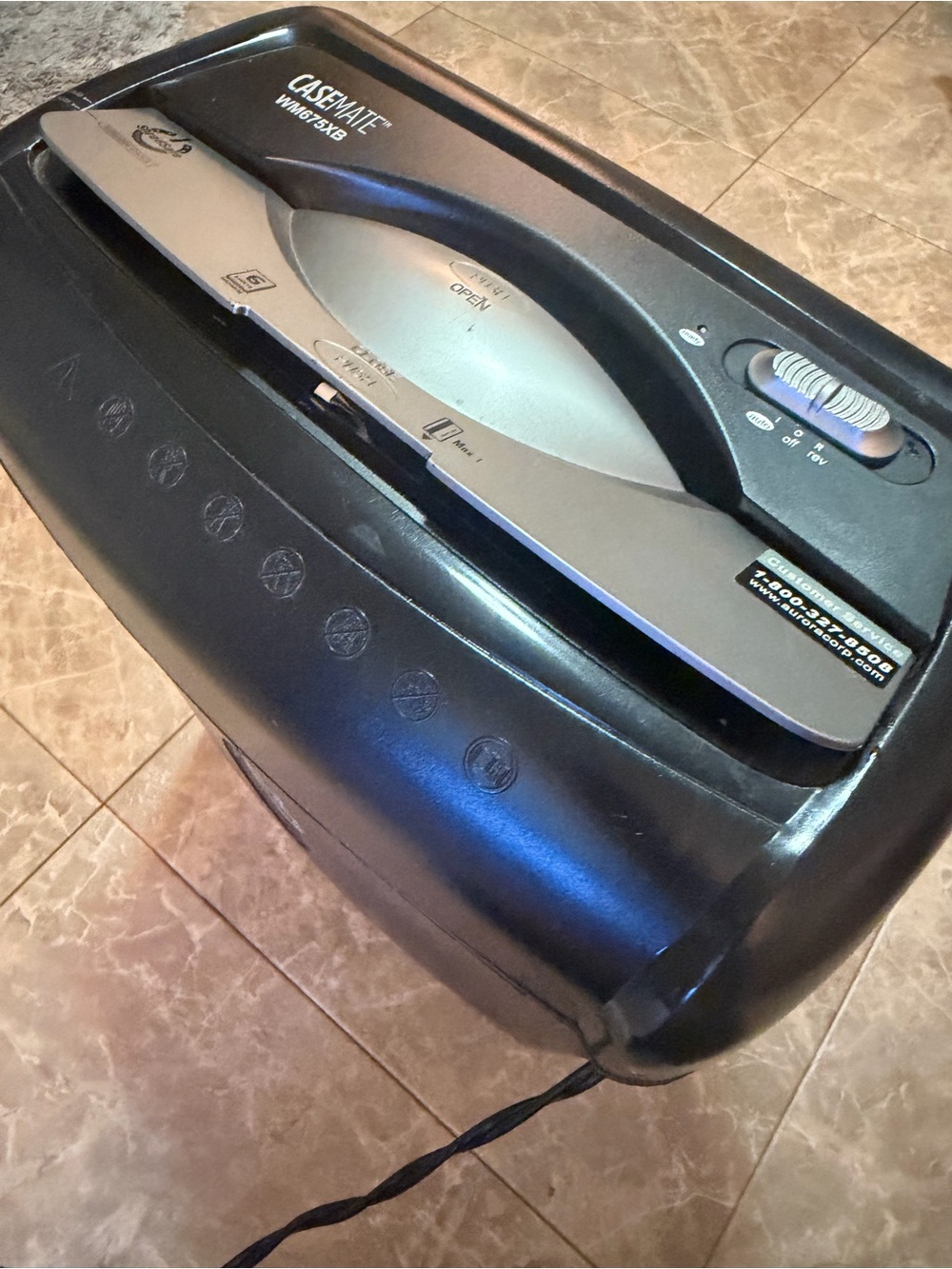 USED Casemate WM675XB Home Shredder 6 Sheet Capacity Crosscut Office Equipment